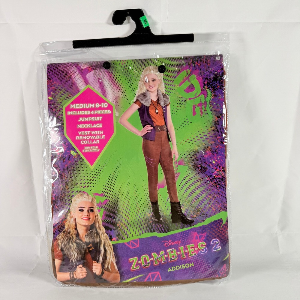 Disney Zombies 2 Addison Costume Girls Medium 8-10 Jumpsuit Vest Collar - Picture 2 of 6